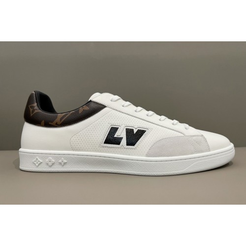 Louis Vuitton 1A8XXO Luxembourg sneaker in White Perforated calf leather and suede calf leather
