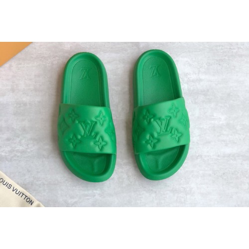 Louis Vuitton 1A9FK3 Waterfront mule Sandal in Green Monogram-embossed rubber