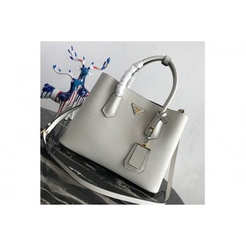 Prada 1BG2775 Double Medium Bag in White Black Saffiano leather Prada 1BG2775 Double Medium Bag in White Black Saffiano leather