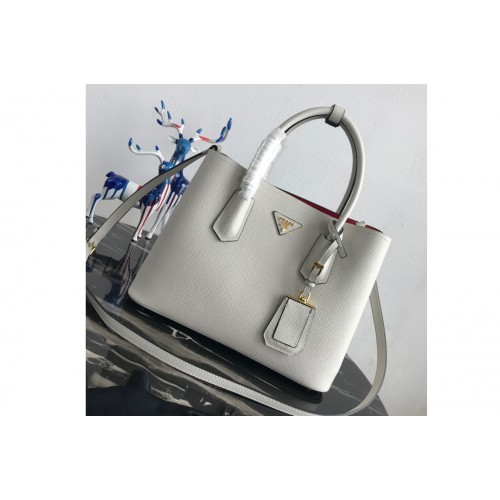 Prada 1BG2775 Double Medium Bag in White Red Saffiano leather Prada 1BG2775 Double Medium Bag in White Red Saffiano leather