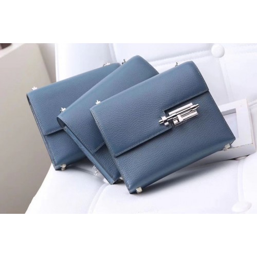 Hermes mini Chevre verrou 18cm shoulder Bag Original Togo Leather Light Blue