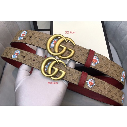 Gucci Doraemon x Gucci 30mm 38mm Belt Supreme canvas Red Leather