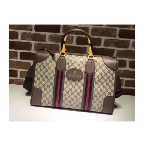 Gucci Soft Supreme Duffle Bag with Web Brown Gucci Soft Supreme Duffle Bag with Web Brown