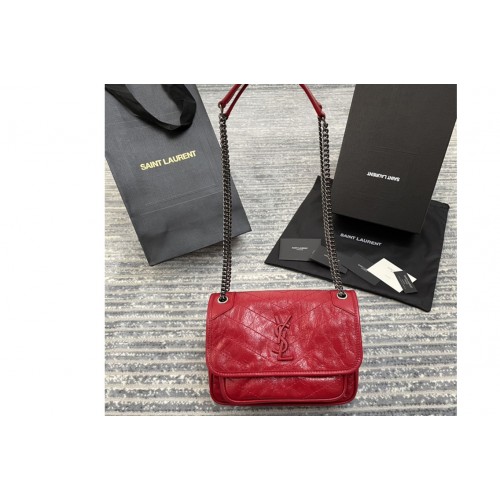 YSL niki baby Bag in Red crinkled vintage leather YSL niki baby Bag in Red crinkled vintage leather