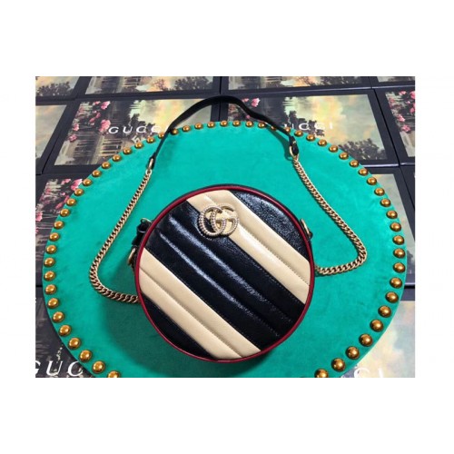 Gucci Marmont mini round shoulder bag beige black leather Gucci Marmont mini round shoulder bag beige black leather