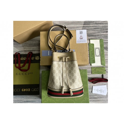 Gucci Ophidia small bucket bag in Beige and white Supreme canvas