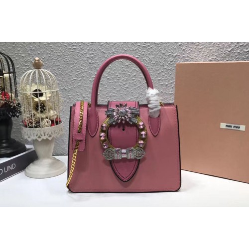 Miu Miu 5BA043 Calfskin Leather Top Handle Bags Pink