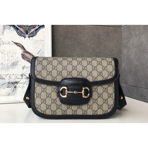 Gucci 1955 Horsebit shoulder bag in Supreme canvas and Black Leather