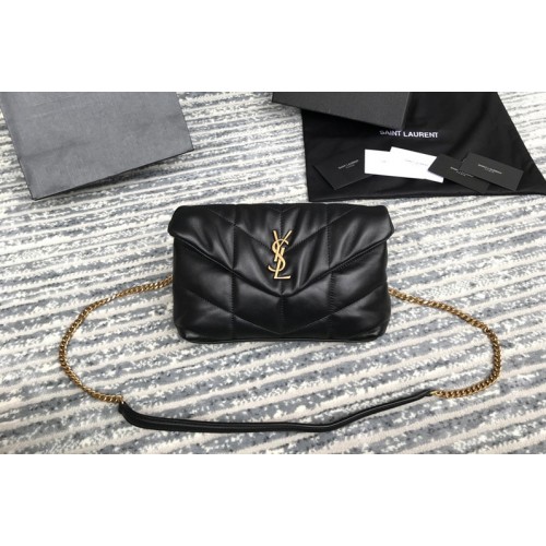 YSL Puffer Mini Bag in Black Quilted Lambskin Leather With Gold Chain YSL Puffer Mini Bag in Black Quilted Lambskin Leather With Gold Chain