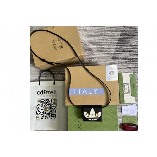 adidas x Gucci card case with Horsebit in Black With White leather