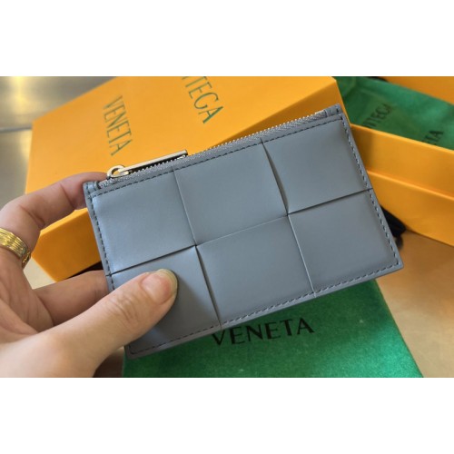 Bottega Veneta Zipped Card Case in Navy Blue Leather