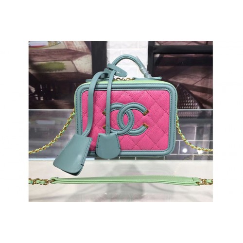 Chanel Filigree Vanity Case Small/Medium Bag Beige Grained Calfskin Rose/Green Chanel Filigree Vanity Case Small/Medium Bag Beige Grained Calfskin Rose/Green