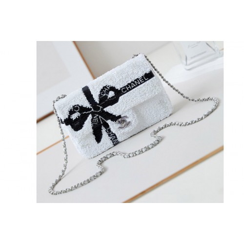 Chanel Mini Classic Handbag in White Sequins