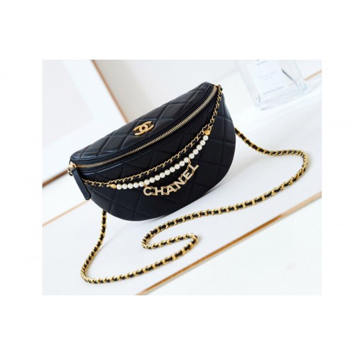 Chanel AS4991 Waist Bag in Black Shiny Lambskin Chanel AS4991 Waist Bag in Black Shiny Lambskin