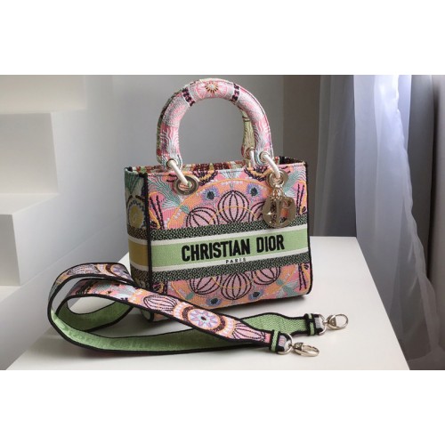 Christian Dior M0565 Dior Medium Lady d-lite bag in Multicolor Dior in Lights Embroidery