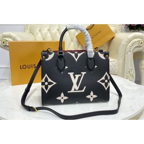 Louis Vuitton M45659 OnTheGo PM tote Bag in Black Beige Monogram Empreinte leather Louis Vuitton M45659 OnTheGo PM tote Bag in Black Beige Monogram Empreinte leather