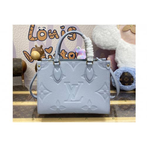 Louis Vuitton M46840 OnTheGo PM handbag in Blue Monogram Empreinte leather