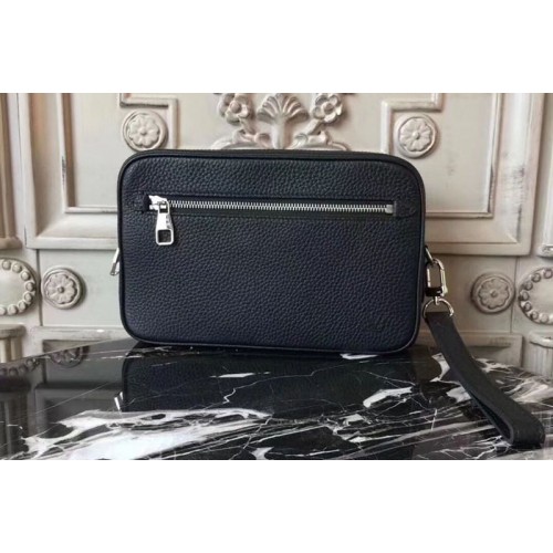 Louis Vuitton M51823 Kasai Clutch Bags in Black Taurillon leather