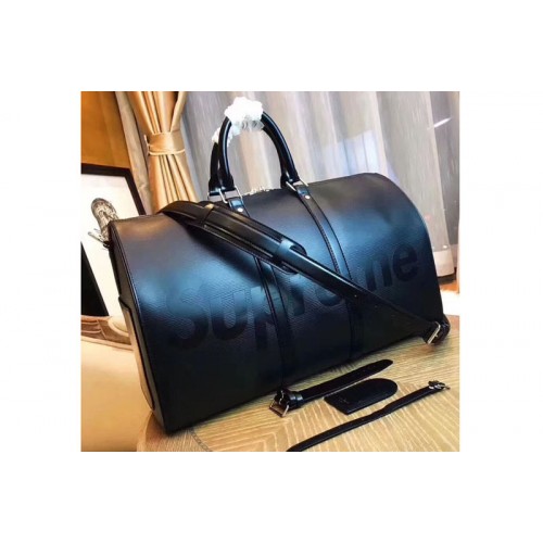 Louis Vuitton M53419 x Supreme Keepall 45 Bandouliere Bag Black Epi Leather