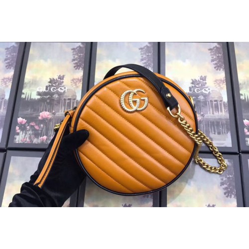 Gucci Marmont mini round shoulder bags cognac leather Gucci Marmont mini round shoulder bags cognac leather