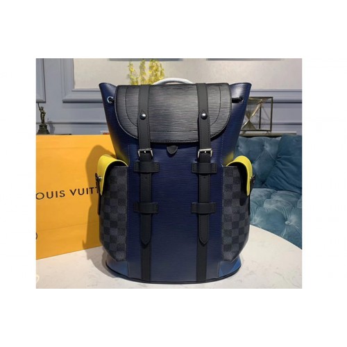 Louis Vuitton M55111 Christopher Backpack PM Bags Damier Graphite Canvas and Epi Leather