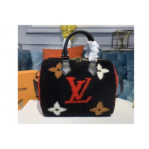Louis Vuitton M55423 Speedy 25 Bags Black Monogram Canvas With Woolen Louis Vuitton M55423 Speedy 25 Bags Black Monogram Canvas With Woolen