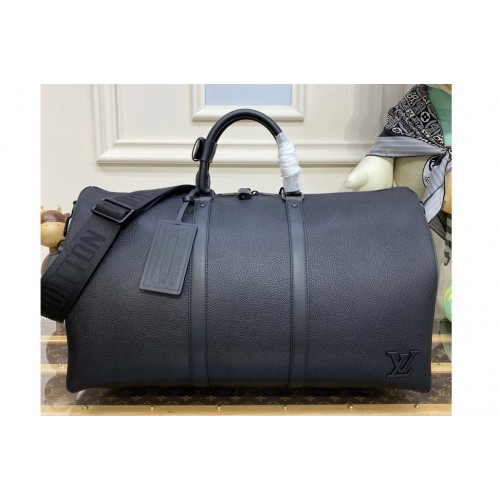 Louis Vuitton M21420 keepall bandouliere 50 Bag in Black Aerogram cowhide leather Louis Vuitton M21420 keepall bandouliere 50 Bag in Black Aerogram cowhide leather