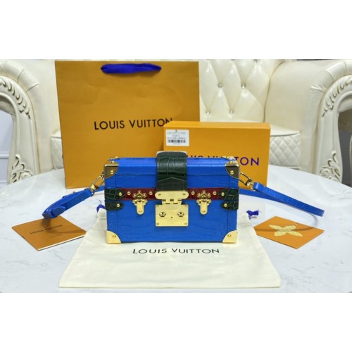 Louis Vuitton M57827 Petite Malle handbag in Blue Matte Alligator leather Louis Vuitton M57827 Petite Malle handbag in Blue Matte Alligator leather