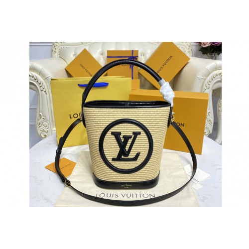 Louis Vuitton M59961 Petit Bucket bag in Black knitted raffia Louis Vuitton M59961 Petit Bucket bag in Black knitted raffia