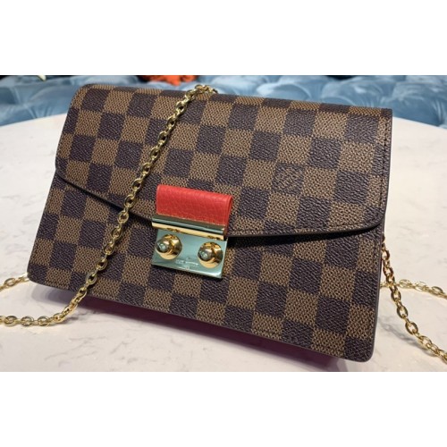 Louis Vuitton N60288 Croisette chain wallet in Damier Ebene canvas With Red Leather Louis Vuitton N60288 Croisette chain wallet in Damier Ebene canvas With Red Leather