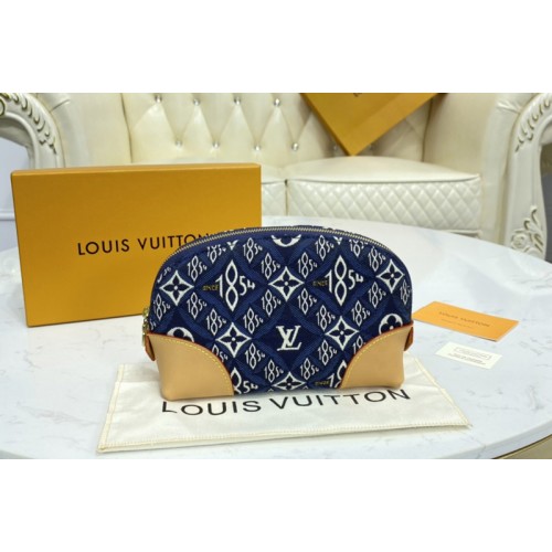 Louis Vuitton M80307 Since 1854 Cosmetic Pouch PM in Blue Jacquard Since 1854 textile