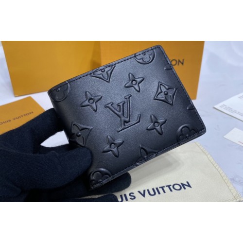Louis Vuitton M80520 Slender Wallet in Black Monogram Seal cowhide leather Louis Vuitton M80520 Slender Wallet in Black Monogram Seal cowhide leather