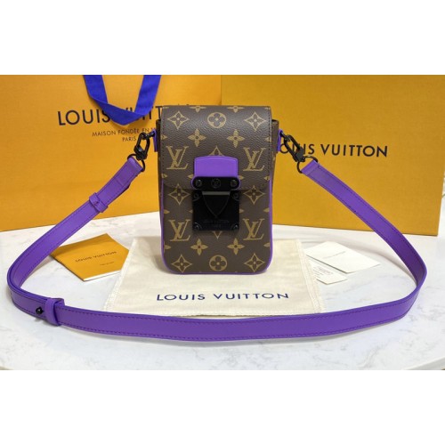 Louis Vuitton M81522 S-Lock Vertical wearable wallet in Monogram Macassar coated canvas and Purple cowhide leather