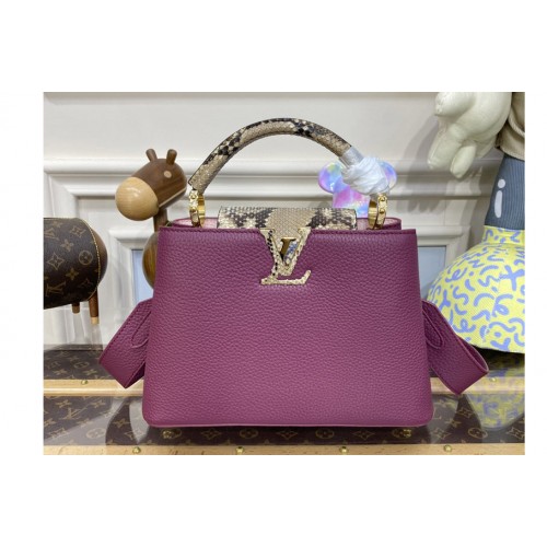 Louis Vuitton N82067 Capucines BB Bag in Purple Taurillon leather and python leather Louis Vuitton N82067 Capucines BB Bag in Purple Taurillon leather and python leather
