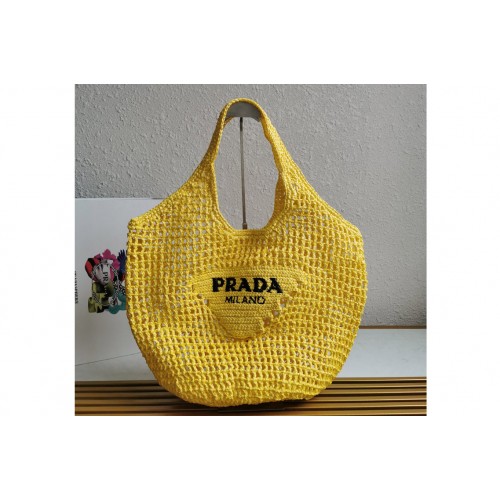 Prada 1BG424 Crochet tote bag in Yellow Straw wicker Prada 1BG424 Crochet tote bag in Yellow Straw wicker
