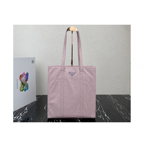 Prada 1BG459 Small antique nappa leather tote Bag in Pink Leather