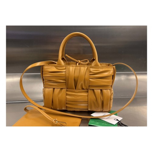 Bottega Veneta Mini Arco Tote Bag in Tan foulard intreccio leather Bottega Veneta Mini Arco Tote Bag in Tan foulard intreccio leather