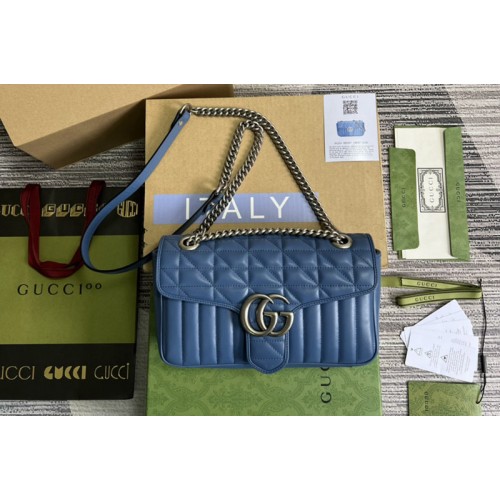 Gucci Marmont small shoulder bag in Blue matelasse leather Gucci Marmont small shoulder bag in Blue matelasse leather