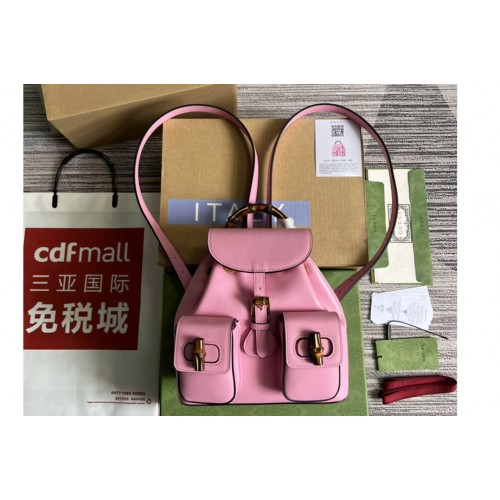 Gucci Bamboo small backpack in Pink leather
