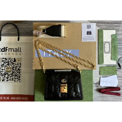 Gucci matelasse small top handle bag in Black Matelasse leather