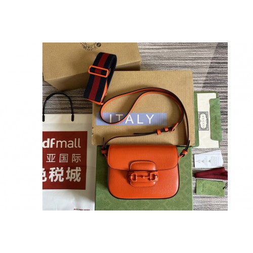 Gucci Horsebit 1955 small shoulder bag in Orange leather