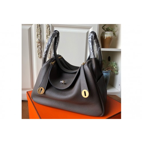 Hermes Lindy 26cm Bag in Original Dark Gray Togo Leather With Gold Buckle