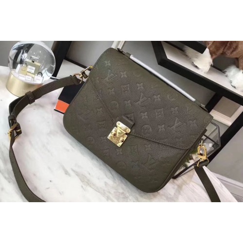 Louis Vuitton M44071 Pochette Metis Bag in Green Monogram empreinte Leather