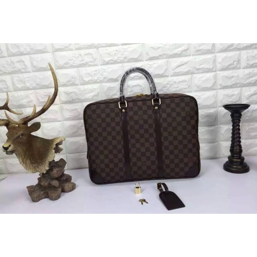 Louis Vuitton N41125 Porte-Documents Voyage Bag in Damier Ebene Canvas